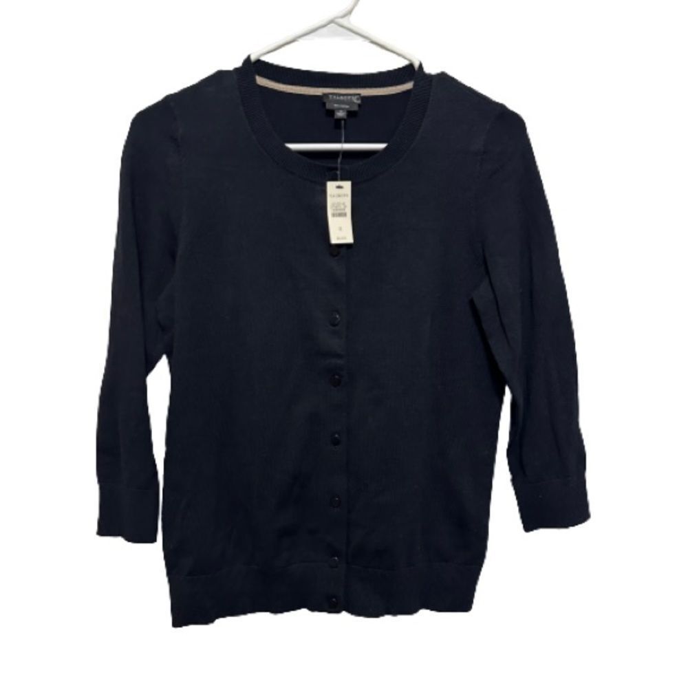 NWT Talbots black Pima cotton button-up cardigan sweater size small